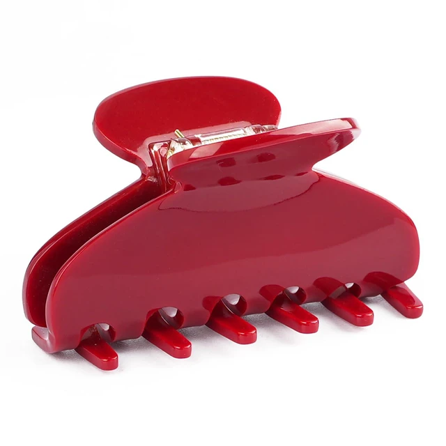 Main image of Medium Cute Acetate Hair Claw Clip for Women Girls, 3 Inch Cherry Red Claw Clips for Thin & Medium Thick Hair, Durable French Banana Clip with Gift Box, Celluloid Accessories