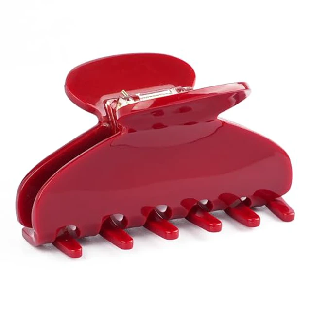 Alt view image 2 of 7 - Medium Cute Acetate Hair Claw Clip for Women Girls, 3 Inch Cherry Red Claw Clips for Thin & Medium Thick Hair, Durable French Banana Clip with Gift Box, Celluloid Accessories