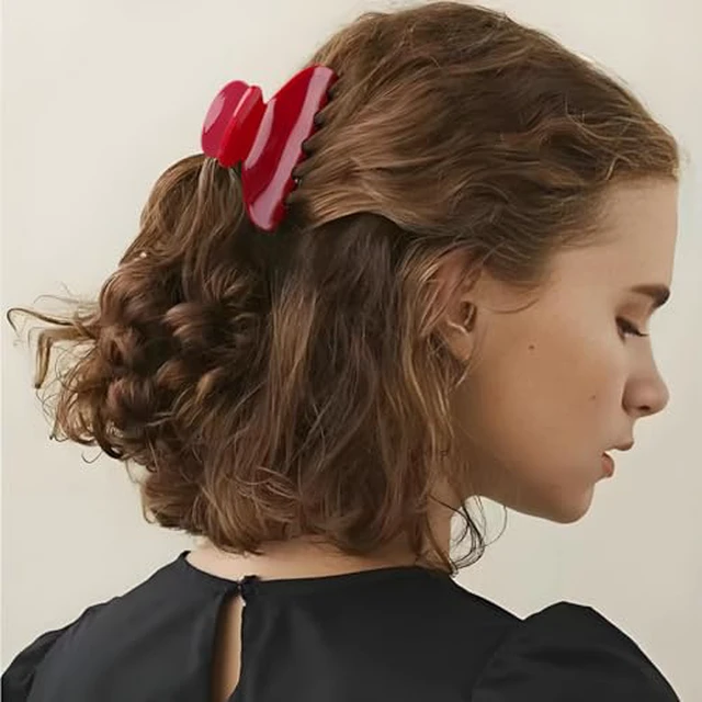 Alt view image 6 of 7 - Medium Cute Acetate Hair Claw Clip for Women Girls, 3 Inch Cherry Red Claw Clips for Thin & Medium Thick Hair, Durable French Banana Clip with Gift Box, Celluloid Accessories