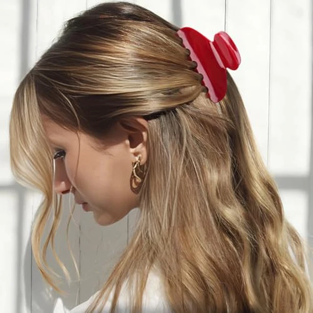 Alt view image 7 of 7 - Medium Cute Acetate Hair Claw Clip for Women Girls, 3 Inch Cherry Red Claw Clips for Thin & Medium Thick Hair, Durable French Banana Clip with Gift Box, Celluloid Accessories