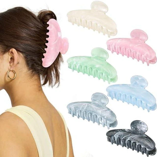 Alt view image 2 of 7 - 6 Pack Hair Claw Clips for Women - Large Non-Slip Claws for Thick Thin Hair, Cute Hair Barrettes Elegant & Durable, Fashion Hair Accessories Stylish Jaw Clips for Girls Gift(Assorted Colors)