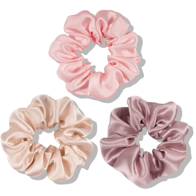 Main image of 100% Mulberry Silk Scrunchies for Women, Hair Ties No Damage 3 Pack