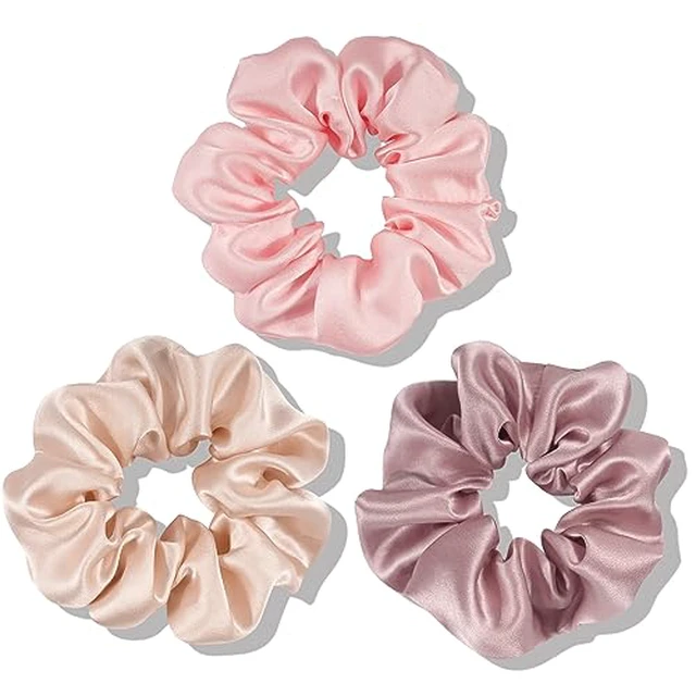 Alt view image 2 of 7 - 100% Mulberry Silk Scrunchies for Women, Hair Ties No Damage 3 Pack
