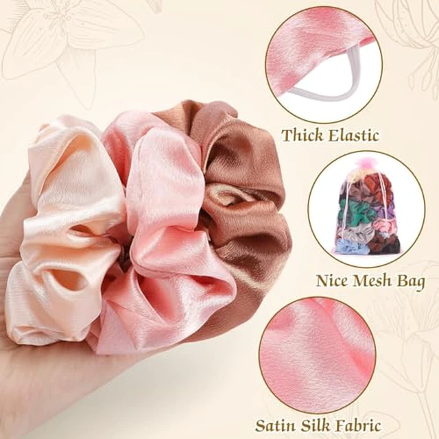 Alt view image 3 of 7 - Silk Satin Scrunchies Hair Scrunchies for Women Girls Birthday Gifts