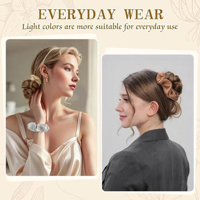 Alt view image 5 of 7 - Silk Satin Scrunchies Hair Scrunchies for Women Girls Birthday Gifts