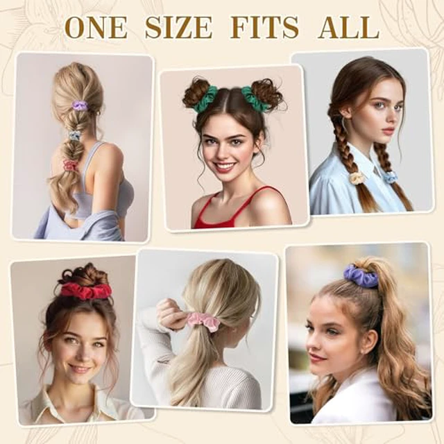 Alt view image 6 of 7 - Silk Satin Scrunchies Hair Scrunchies for Women Girls Birthday Gifts