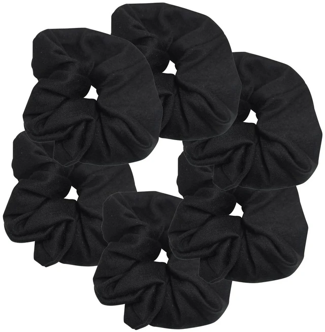 Main image of Large Scrunchies for Women, Pack of 6, Black