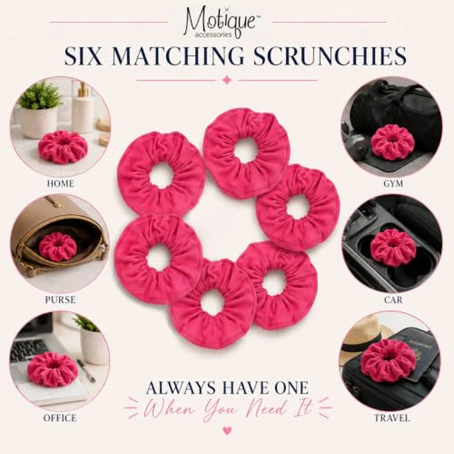 Alt view image 6 of 7 - Large Scrunchies for Women, Pack of 6, Black