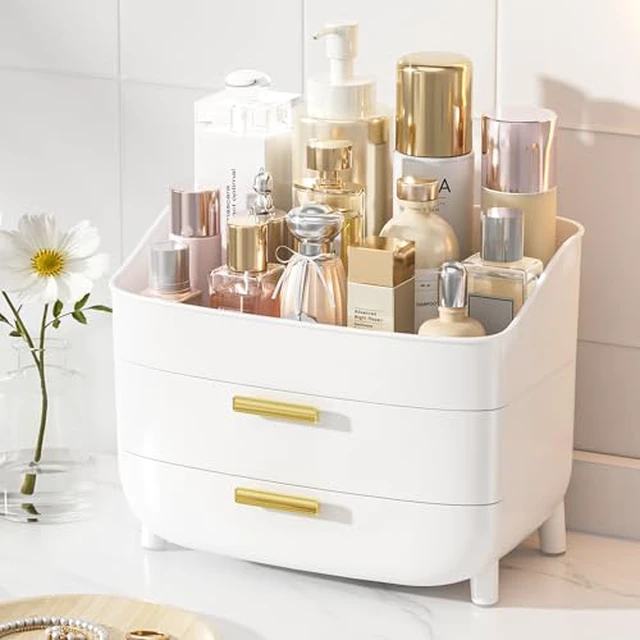 Alt view image 2 of 6 - 3-Tier Skincare Makeup Organizer with Drawers, White