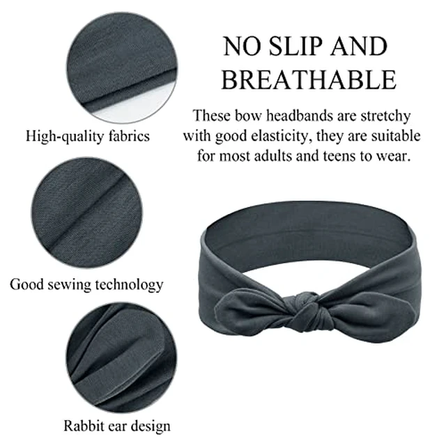 Alt view image 4 of 5 - 12 Pack Bow Headbands for Women Elastic Hair Band Headwraps Knotted Headband Rabbit Ears Turban Fashion Sport Cute Hair Accessories