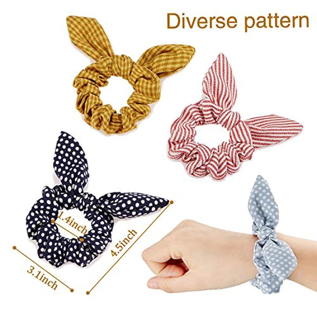 Alt view image 2 of 7 - 12 Pcs Bow Scrunchies Bunny Ear Elastic Hair Ties Women,Wave Point