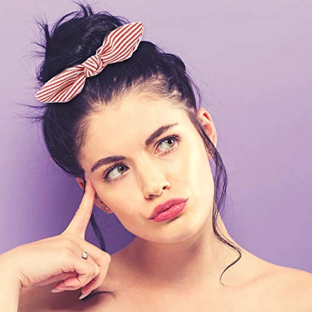 Alt view image 5 of 7 - 12 Pcs Bow Scrunchies Bunny Ear Elastic Hair Ties Women,Wave Point