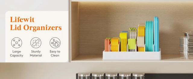 Alt view image 4 of 5 - Kitchen Cabinet Organizer for Food Contanier Lid with 7 Sections