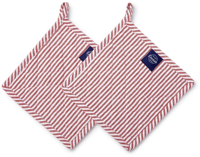 Main image of Pot Holders, Quilted Kitchen Hot Pads 8"x8" Red