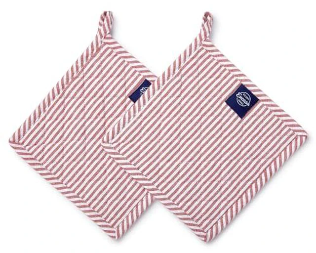 Alt view image 2 of 5 - Pot Holders, Quilted Kitchen Hot Pads 8"x8" Red