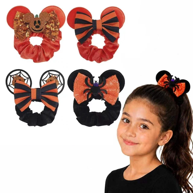 Main image of Halloween Velvet Mouse Ear Hair Scrunchies Pumpkin Spider Bow Ponytail Holders Festival Costume Hair Accessories for Women Girls (halloween set)