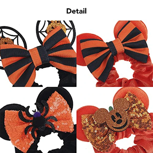 Alt view image 3 of 7 - Halloween Velvet Mouse Ear Hair Scrunchies Pumpkin Spider Bow Ponytail Holders Festival Costume Hair Accessories for Women Girls (halloween set)