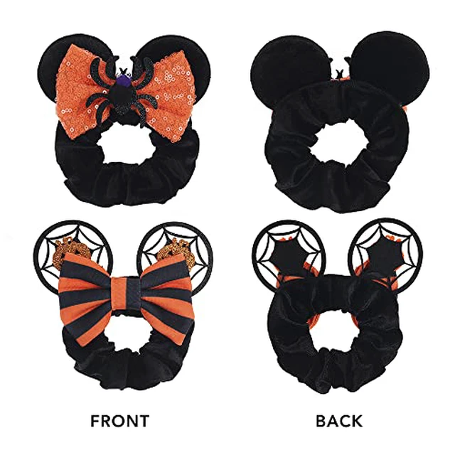 Alt view image 5 of 7 - Halloween Velvet Mouse Ear Hair Scrunchies Pumpkin Spider Bow Ponytail Holders Festival Costume Hair Accessories for Women Girls (halloween set)