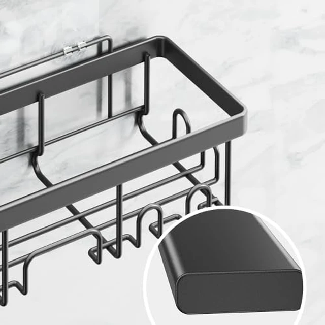 Alt view image 3 of 5 - Shower Caddy 3-Pack, Advanced Rustproof Design, No Drilling Adhesive Shelves, Rack with Soap Holder, Large Capacity Bathroom Organizers and Storage, Wall-Mounted Kitchen & Home Decor, Black