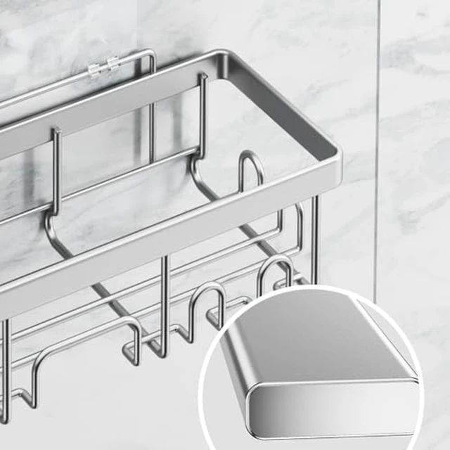 Alt view image 4 of 5 - Shower Caddy 3-Pack, Advanced Rustproof Design, No Drilling Adhesive Shelves, Rack with Soap Holder, Large Capacity Bathroom Organizers and Storage, Wall-Mounted Kitchen & Home Decor, Black