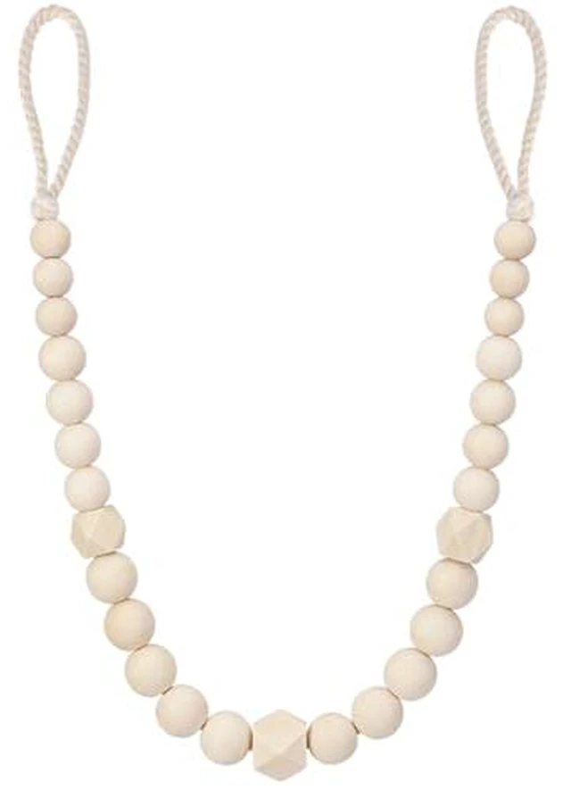 Alt view image 3 of 6 - Wood Bead Curtain Tiebacks, 2 Pack Curtain Tie Backs with Hooks