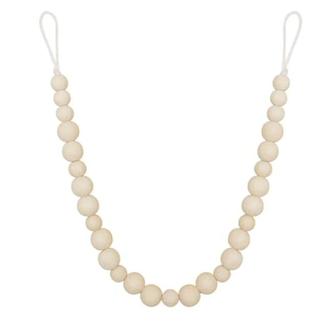 Alt view image 6 of 6 - Wood Bead Curtain Tiebacks, 2 Pack Curtain Tie Backs with Hooks