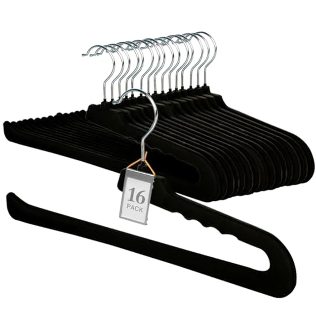Alt view image 3 of 5 - Velvet Pant Hangers Open End,8 Pack Non Slip Black Felt Trouser Hangers