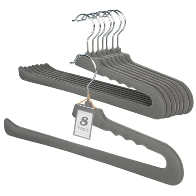Alt view image 5 of 5 - Velvet Pant Hangers Open End,8 Pack Non Slip Black Felt Trouser Hangers