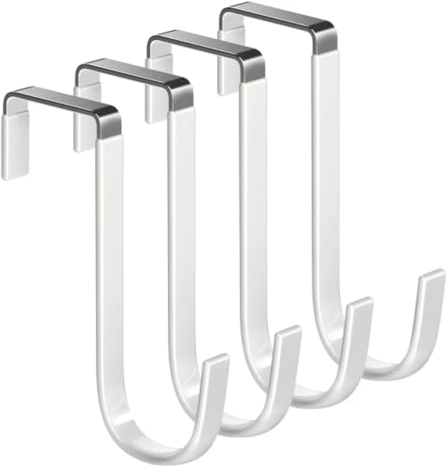 Alt view image 2 of 4 - Mars-Rock Single Over Door Steel Hooks 2 Pack Fit 1-3/8" Door 5.5" White
