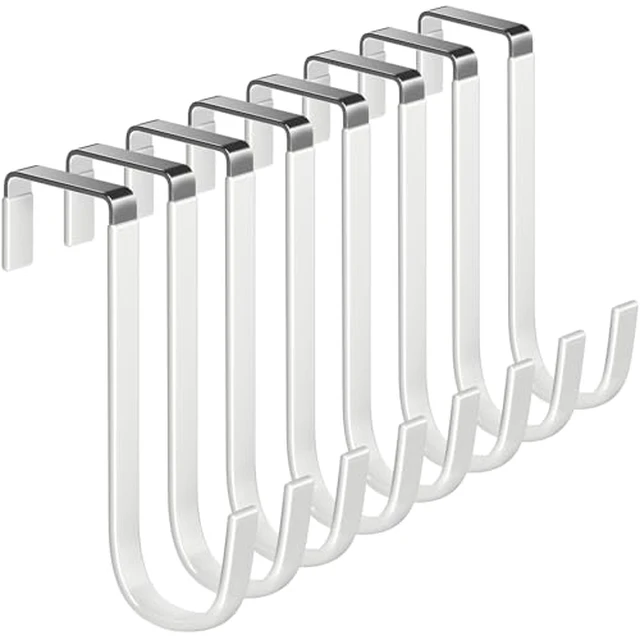 Alt view image 4 of 4 - Mars-Rock Single Over Door Steel Hooks 2 Pack Fit 1-3/8" Door 5.5" White