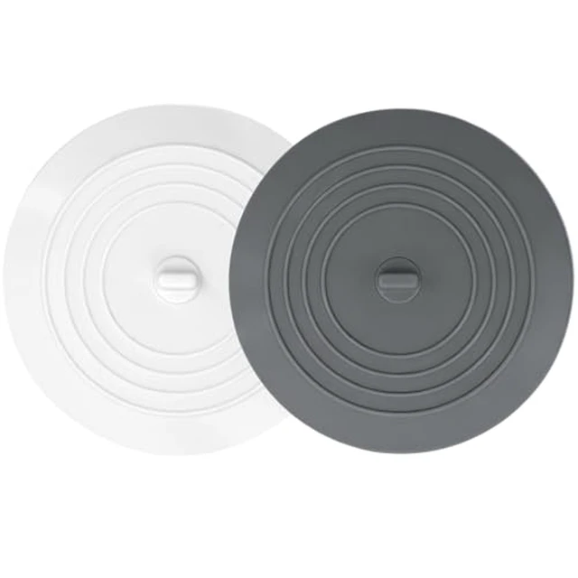 Alt view image 2 of 5 - V-TOP Bathtub Drain Stopper 2 Pack, 5 inches Silicone Tub Stopper Shower Drain Cover, Bath Tub Plug Hair Stopper,Universal Flat Suction Renter Friendly Bath Accessories (White&Grey, 5 inch)