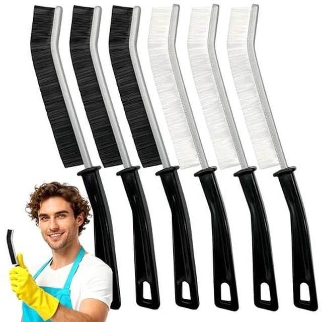 Alt view image 2 of 5 - Crevice Cleaning Brush, Hard-Bristled Gap Scrub Brush, Toilet Gap Cleaning Brush Tool, for Scrub Small Spaces, Kitchen, Bathroom, Corner, Grout, Sink, Window Tracks, Hinges, 6pcs