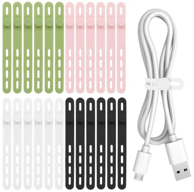 Alt view image 2 of 5 - 24Pcs Silicone Cable Ties, Reusable Cord Organizer Straps, 4 Colors