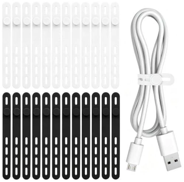 Alt view image 3 of 5 - 24Pcs Silicone Cable Ties, Reusable Cord Organizer Straps, 4 Colors