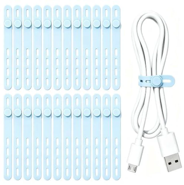 Alt view image 4 of 5 - 24Pcs Silicone Cable Ties, Reusable Cord Organizer Straps, 4 Colors