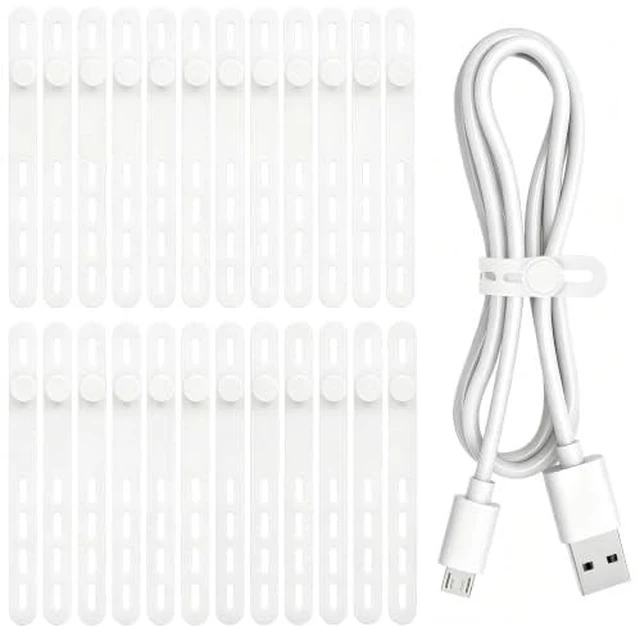 Alt view image 5 of 5 - 24Pcs Silicone Cable Ties, Reusable Cord Organizer Straps, 4 Colors