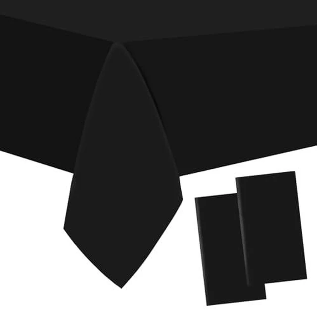 Alt view image 3 of 5 - 2 Packaging Black and Gold Plastic Tablecloth, 54 inch x108 inch Rectangular Disposable dot Party Table Cover, Suitable for Birthday, Graduation, Restaurant, Wedding Decoration Tablecloth