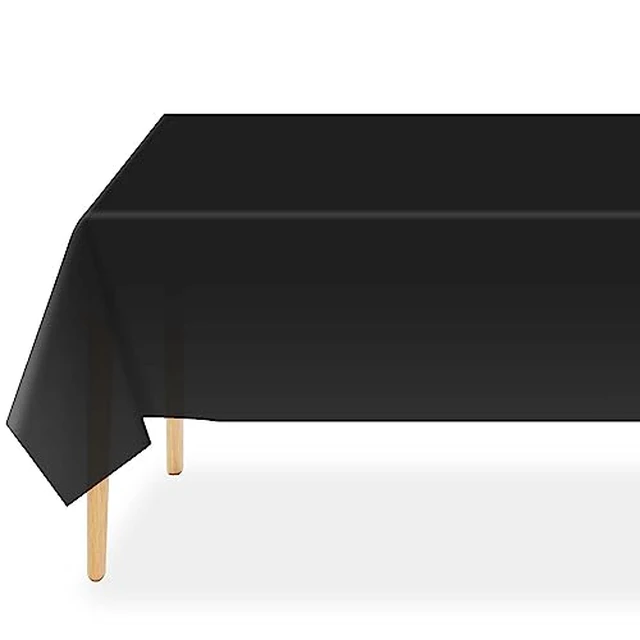 Alt view image 2 of 5 - 2 Pack Black Plastic Tablecloth, Black Table Cloth Disposable