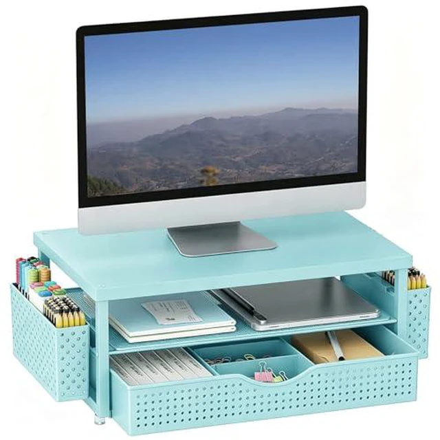 Alt view image 5 of 6 - Monitor Stand with Drawer and 2 Pen Holders