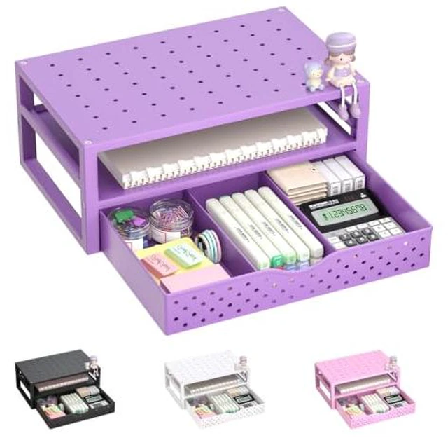 Alt view image 2 of 2 - WALI Desk File Organizer, 4 Tier Desktop Paper Letter Tray Organizer with Drawer and 2 Pen Holders, Office Desk Accessories & Workspace Organizers for Office, Home Supplies(DO005DH-B), 1 Pack, Bla