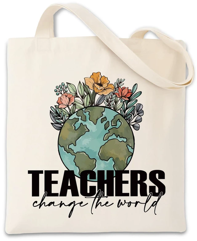 Main image of Teacher Appreciation Gifts, Teacher Appreciation Canvas Tote Bag, Aesthetic Travel Beach Bag for Women, Shopping, Work, Gyma