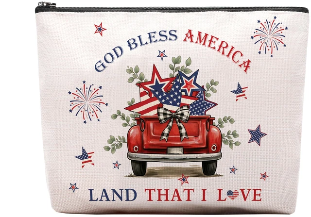 Main image of Patriotic Makeup Bag, American Gifts For Women, American 250th Anniversary Makeup Pouch, Travel Toiletry Bag With Zipper, Red Truck Bag For Women, Travel Toiletry Bag