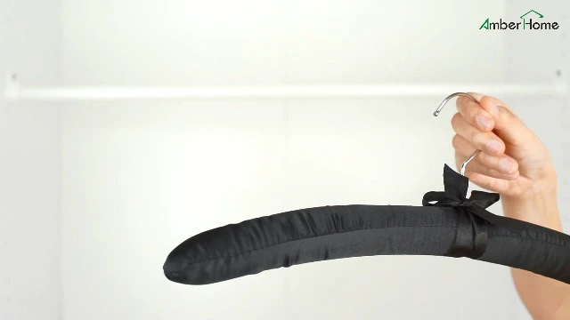 Alt view image 3 of 3 - 5 Pack Large Black Satin Padded Hangers for Women Clothing 17"