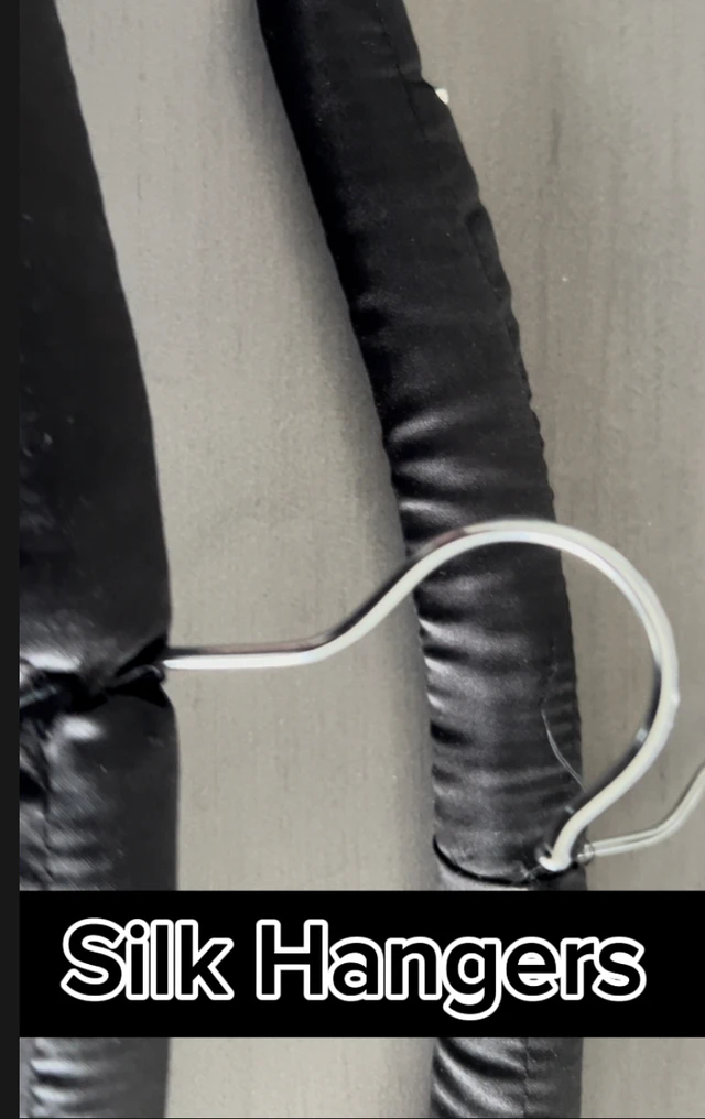 Alt view image 2 of 3 - 5 Pack Large Black Satin Padded Hangers for Women Clothing 17"