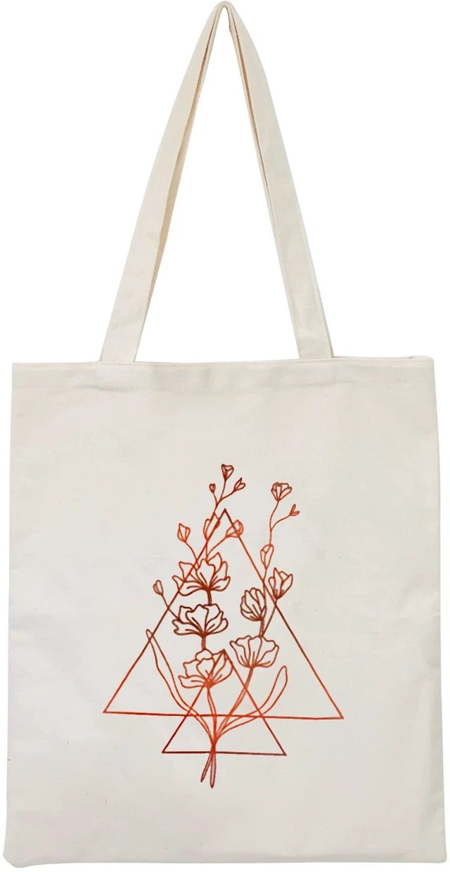 Main image of Floral Botanical Tote Bag for Women Teacher, Reusable Grocery Bags, Cute Cat Tote Bags Aesthetic for Shopping