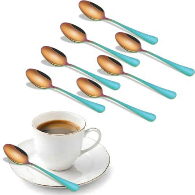 Alt view image 4 of 4 - 5.5 Inch Rose Gold Small Coffee & Tea & Dessert Spoons Set of 8