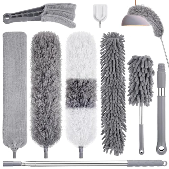 Alt view image 2 of 5 - Feather Duster Set (4 Pieces), 30-100 inch Microfiber Retractable Gap Duster for Cleaning Ceilings, Furniture Refrigerators and Under Sofas