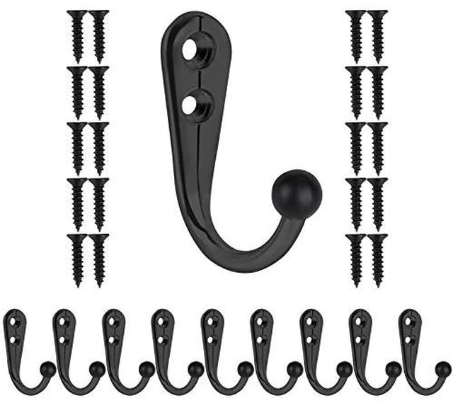 Alt view image 2 of 4 - 10 PCS Coat Hooks Wall Mounted, Premium Black Metal Wall Hooks for Hanging Coats, Wall Hook, Coat Hook, Towel Hooks for Hat Keys Closet Bag Backpack Hanger Farmhouse with 20Screws