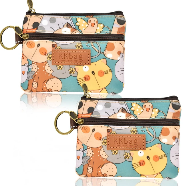 Main image of 2 Pack Coin Purse Cute Zipper Change Pouch Small Waterproof Wallet
