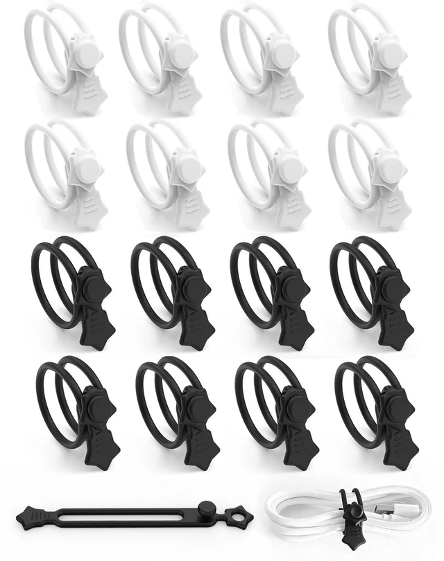 Main image of Silicone Cable Ties 16PCS Reusable Cord Organizer for Home Travel